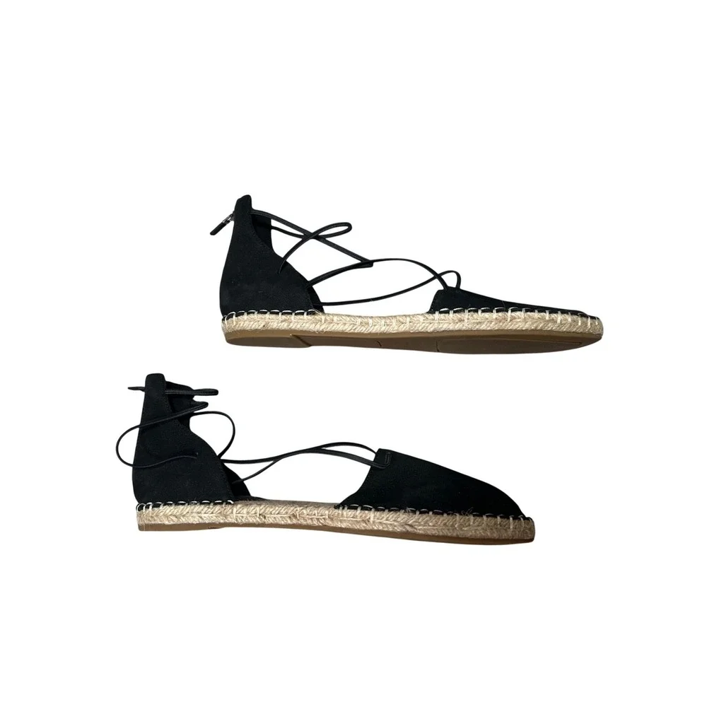 Eileen Fisher Womens Black Suede Lace Up Espadrille Flats Size‎ 8